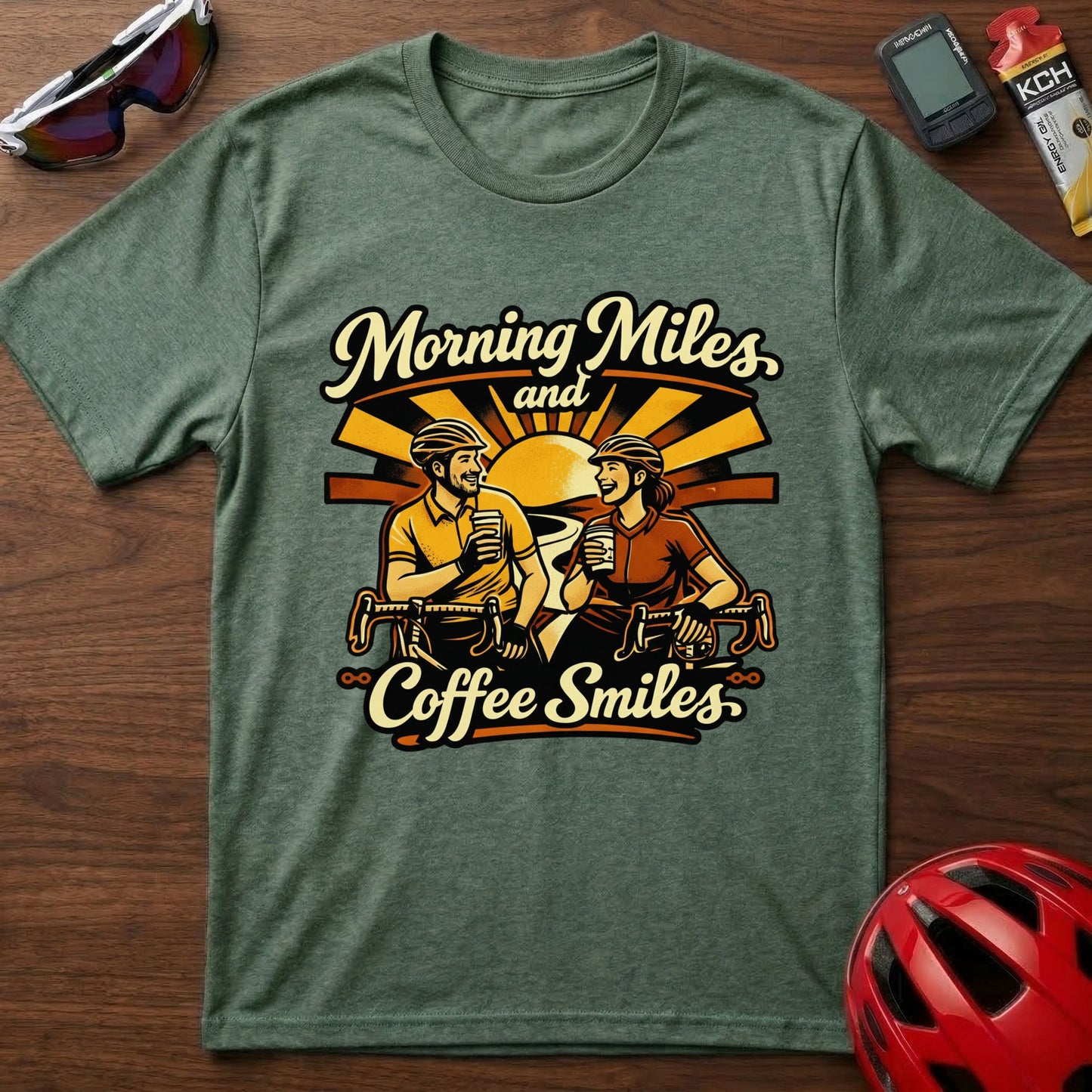 Morning Miles and Coffee Smiles Cycling T-Shirt
