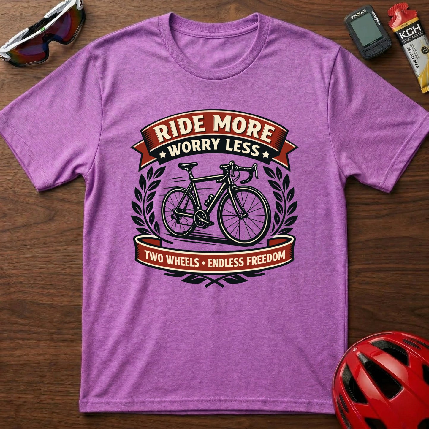 Ride More Worry Less Cycling T-Shirt — Vintage Cycling Tee