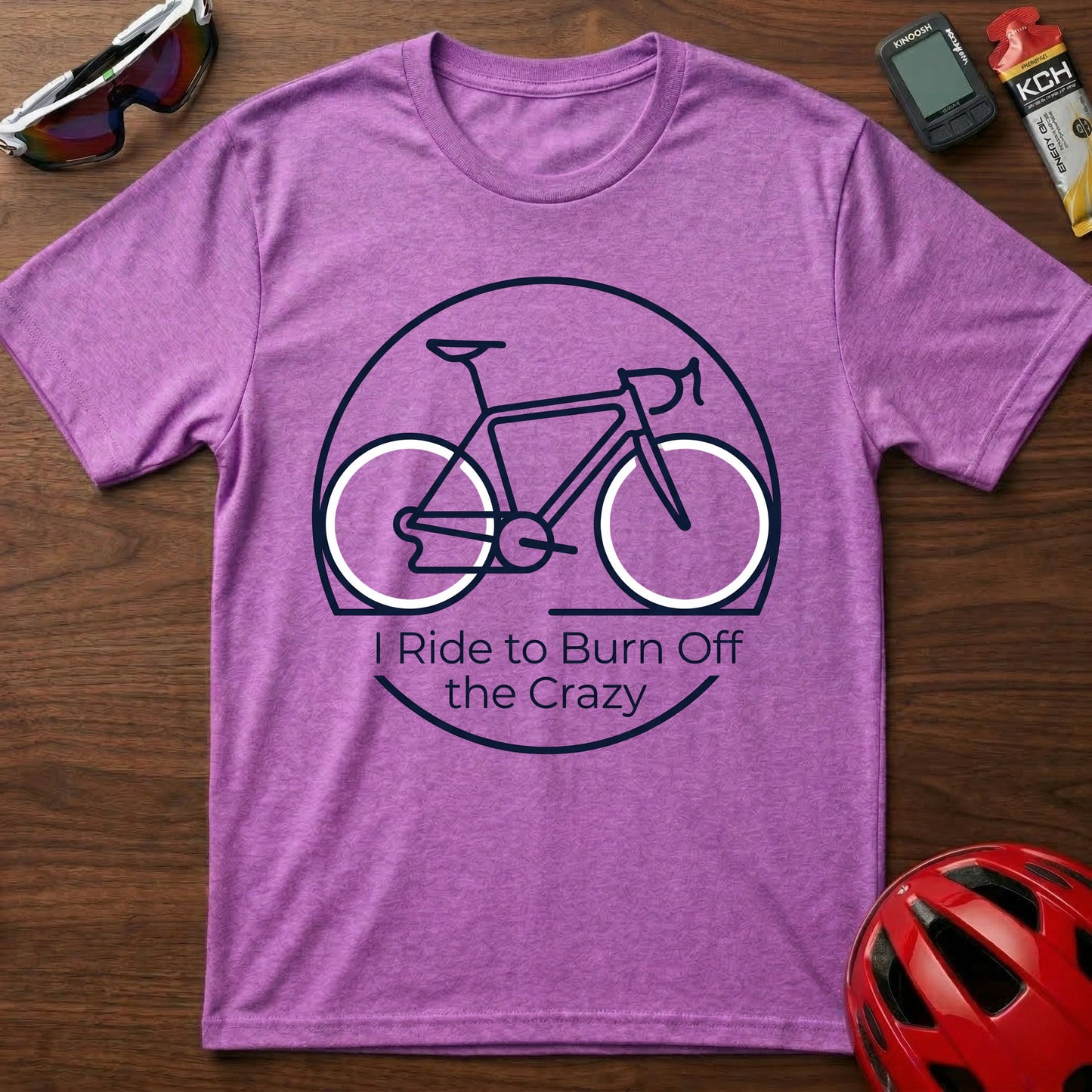 Bicycle Graphic T-Shirt — "I Ride to Burn Off the Crazy" Casual Cycling Tee