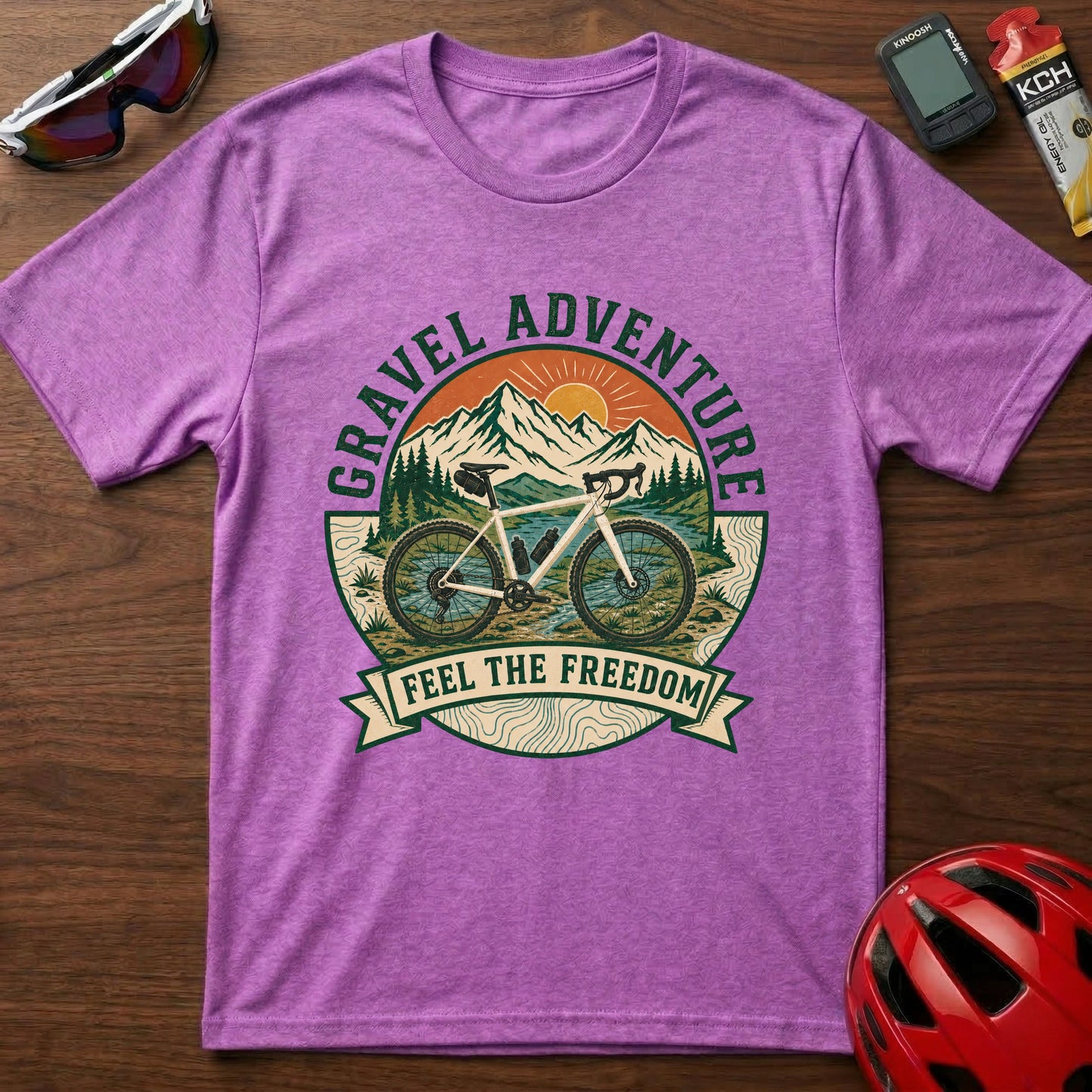 Gravel Adventure T-Shirt — 'Feel the Freedom' Cycling Tee