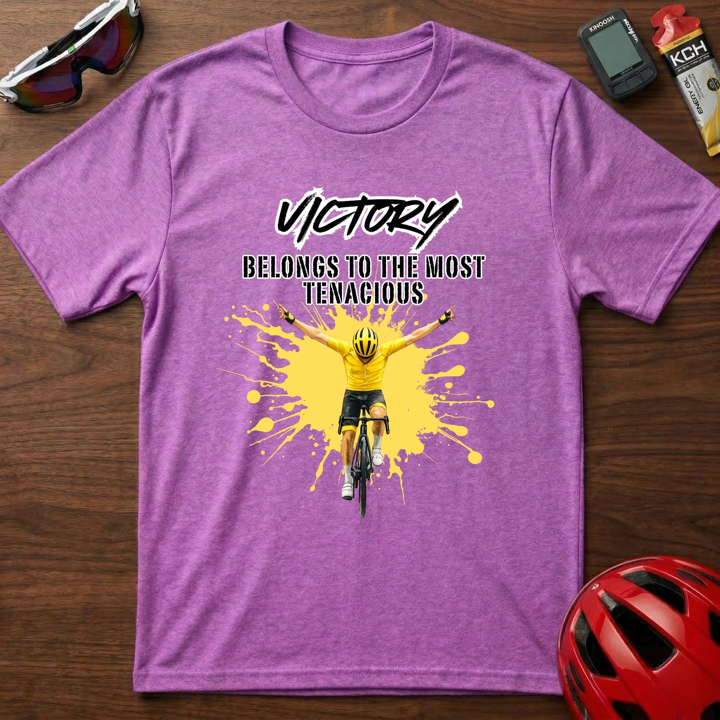 Cycling T‑Shirt - "Victory Belongs to the Most Tenacious" Motivational Bike Tee
