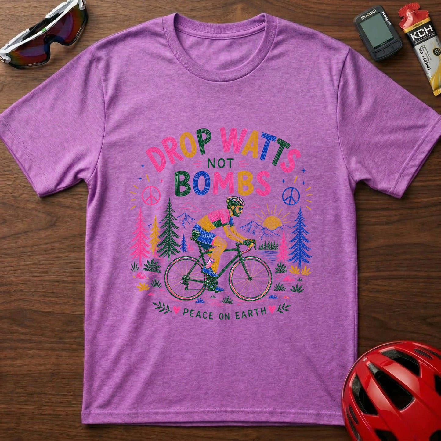 T-Shirt — "Drop Watts Not xxxx" Guy Peaceful Cycling Graphic Tee
