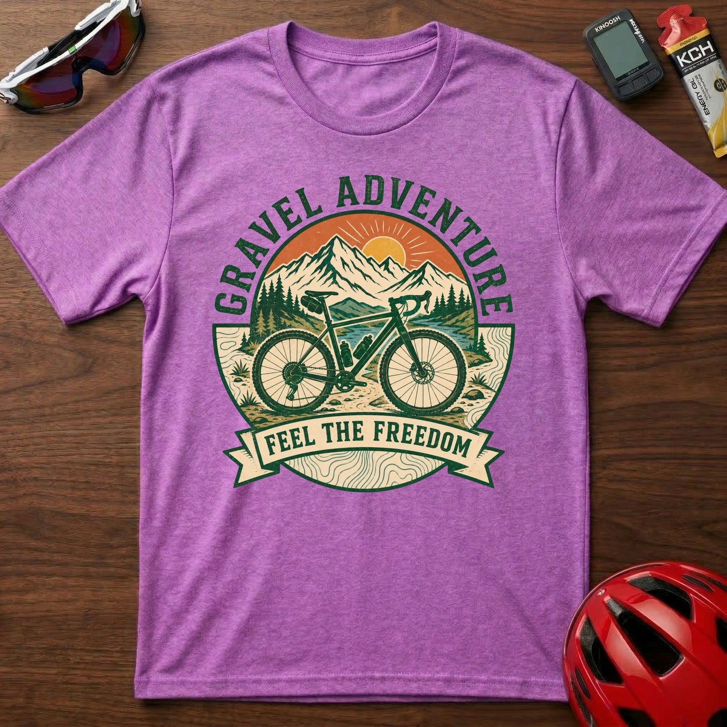 Gravel Adventure Cycling T-Shirt — "Feel The Freedom" Gravel Cycling Tee