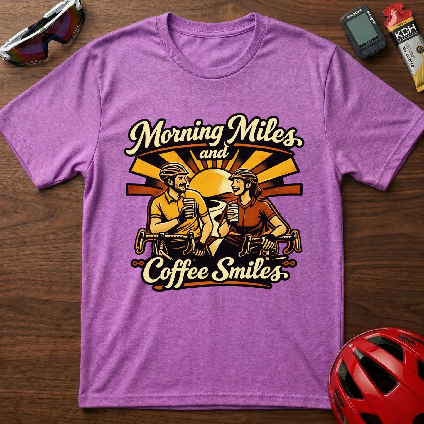 Morning Miles and Coffee Smiles Cycling T-Shirt