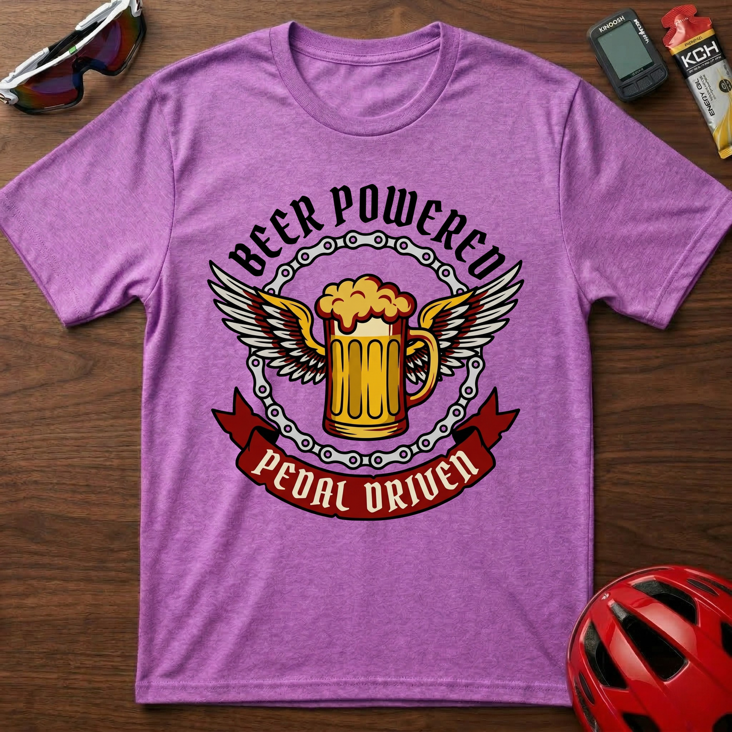 Beer Powered, Pedal Driven Cycling T-Shirt — Funny Bicycle Humor Tee