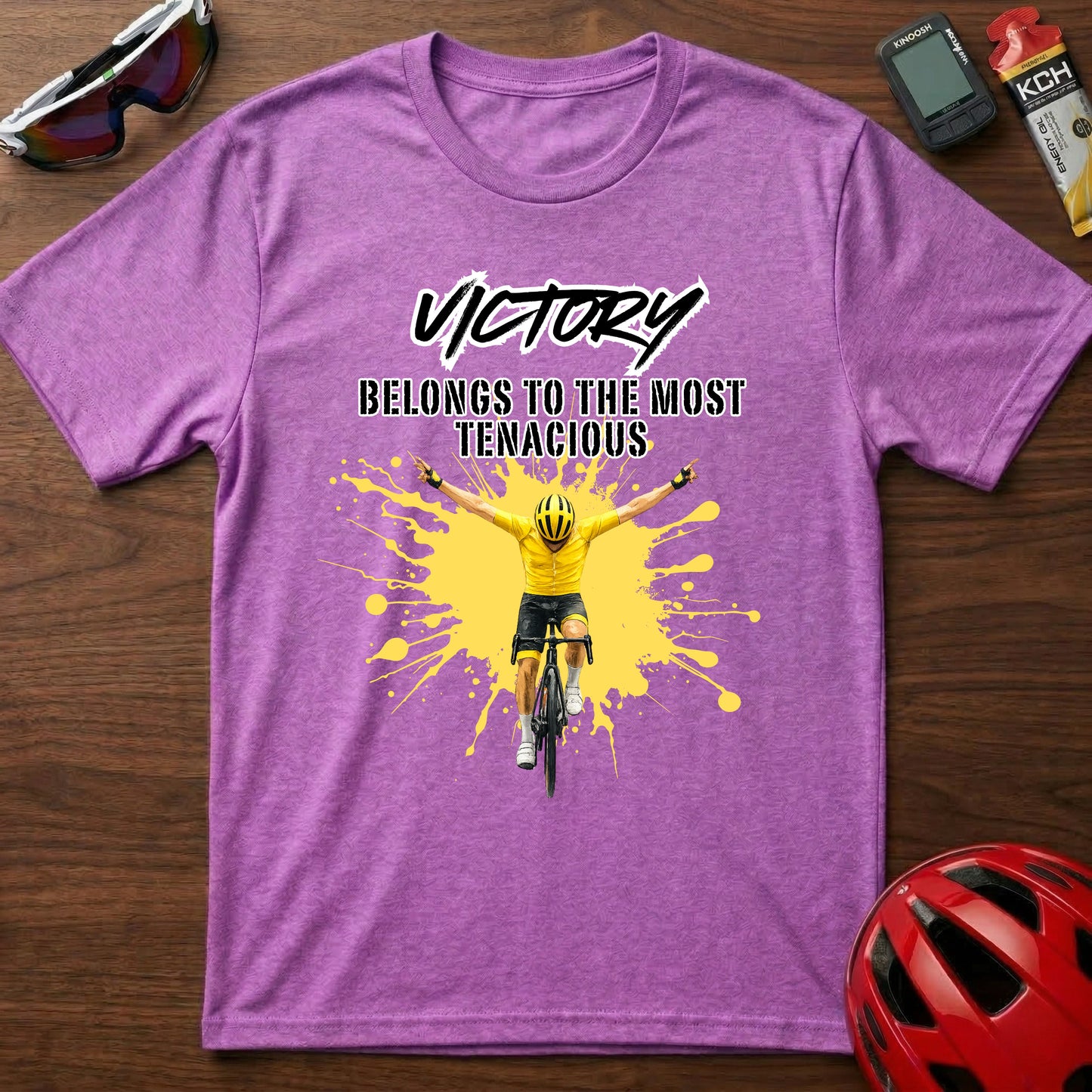 Cycling T‑Shirt - "Victory Belongs to the Most Tenacious" Motivational Bike Tee