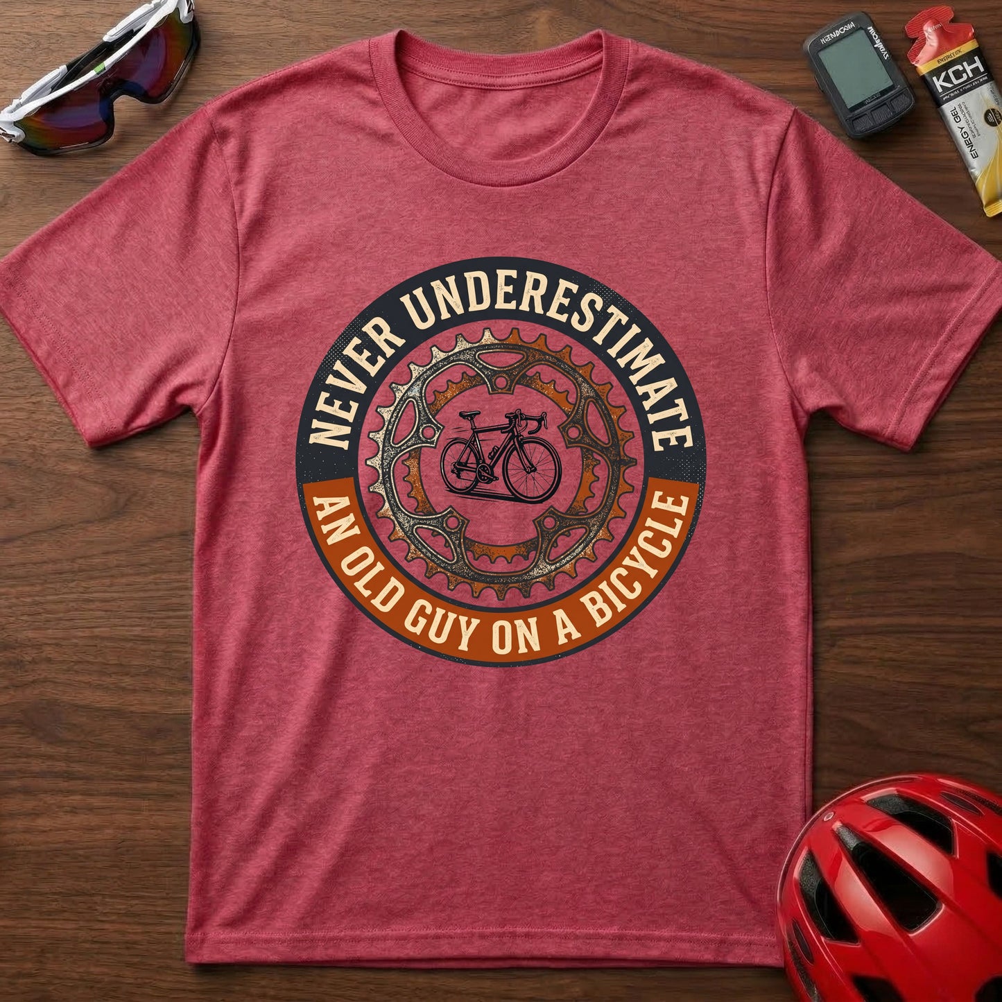 T-Shirt — "Never Underestimate An Old Guy On A Bicycle" Vintage Cycling Tee