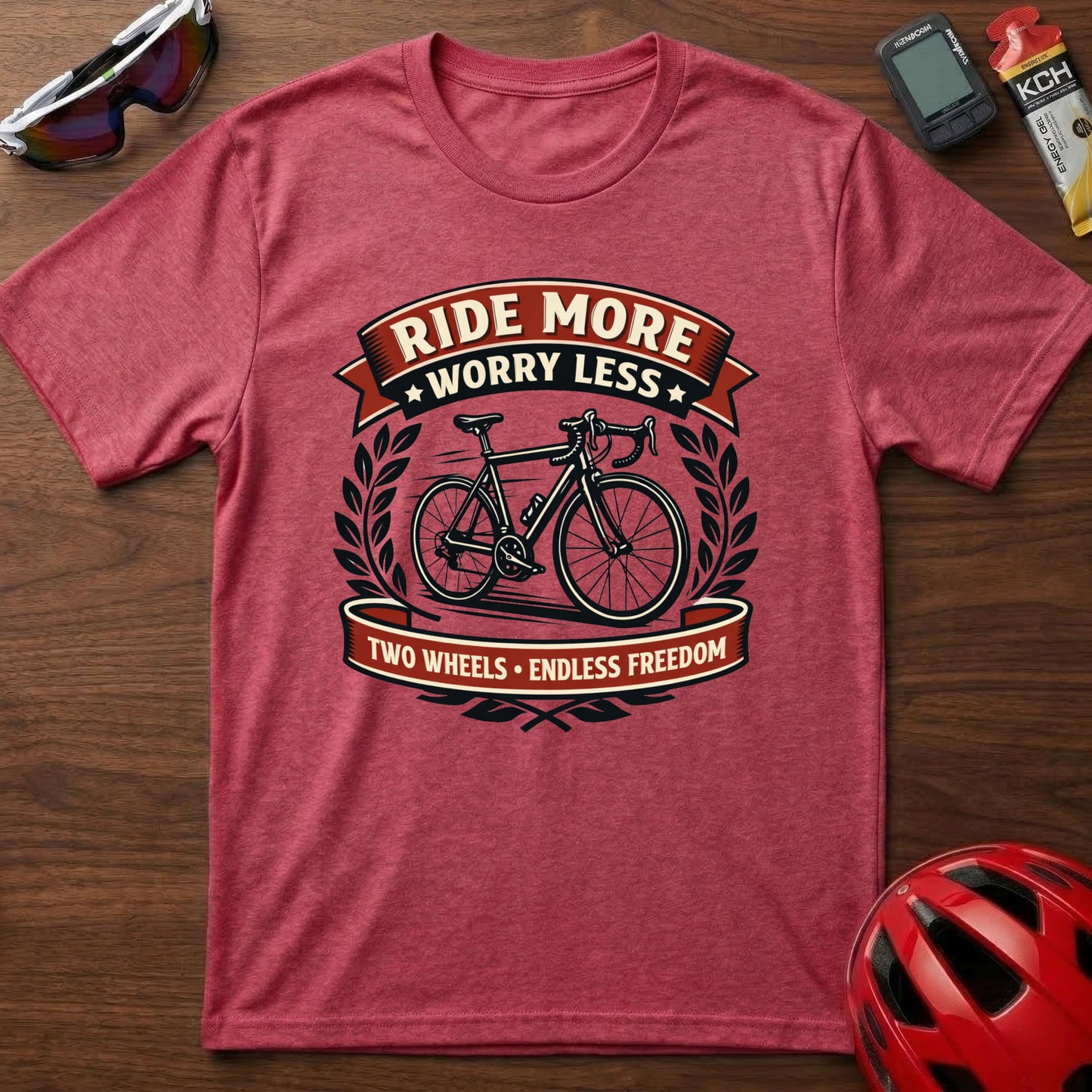 Ride More Worry Less Cycling T-Shirt — Vintage Cycling Tee