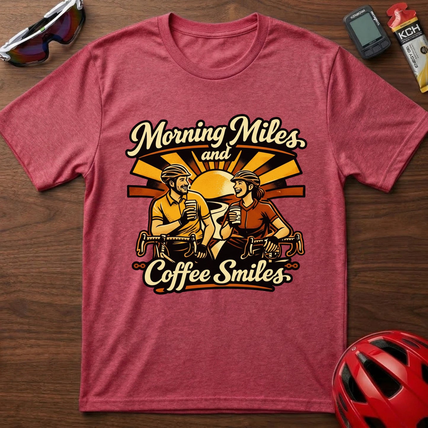 Morning Miles and Coffee Smiles Cycling T-Shirt