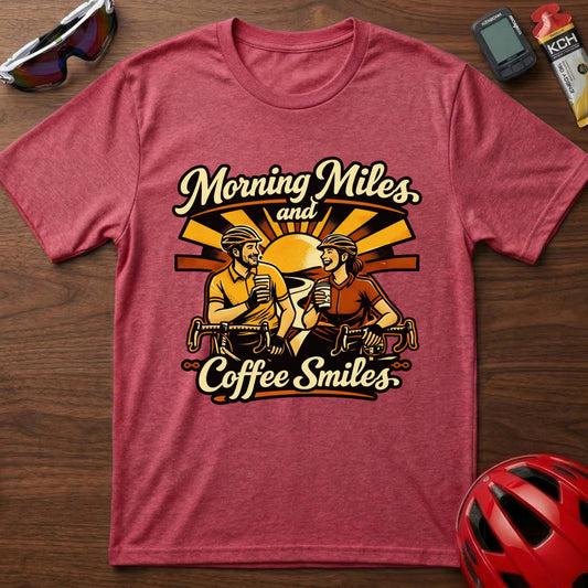 Morning Miles and Coffee Smiles Cycling T-Shirt