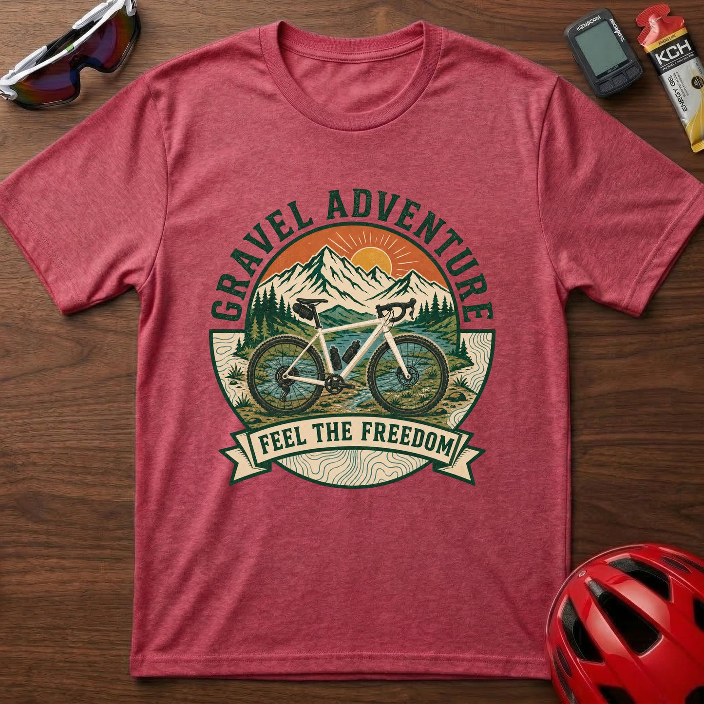 Gravel Adventure T-Shirt — 'Feel the Freedom' Cycling Tee