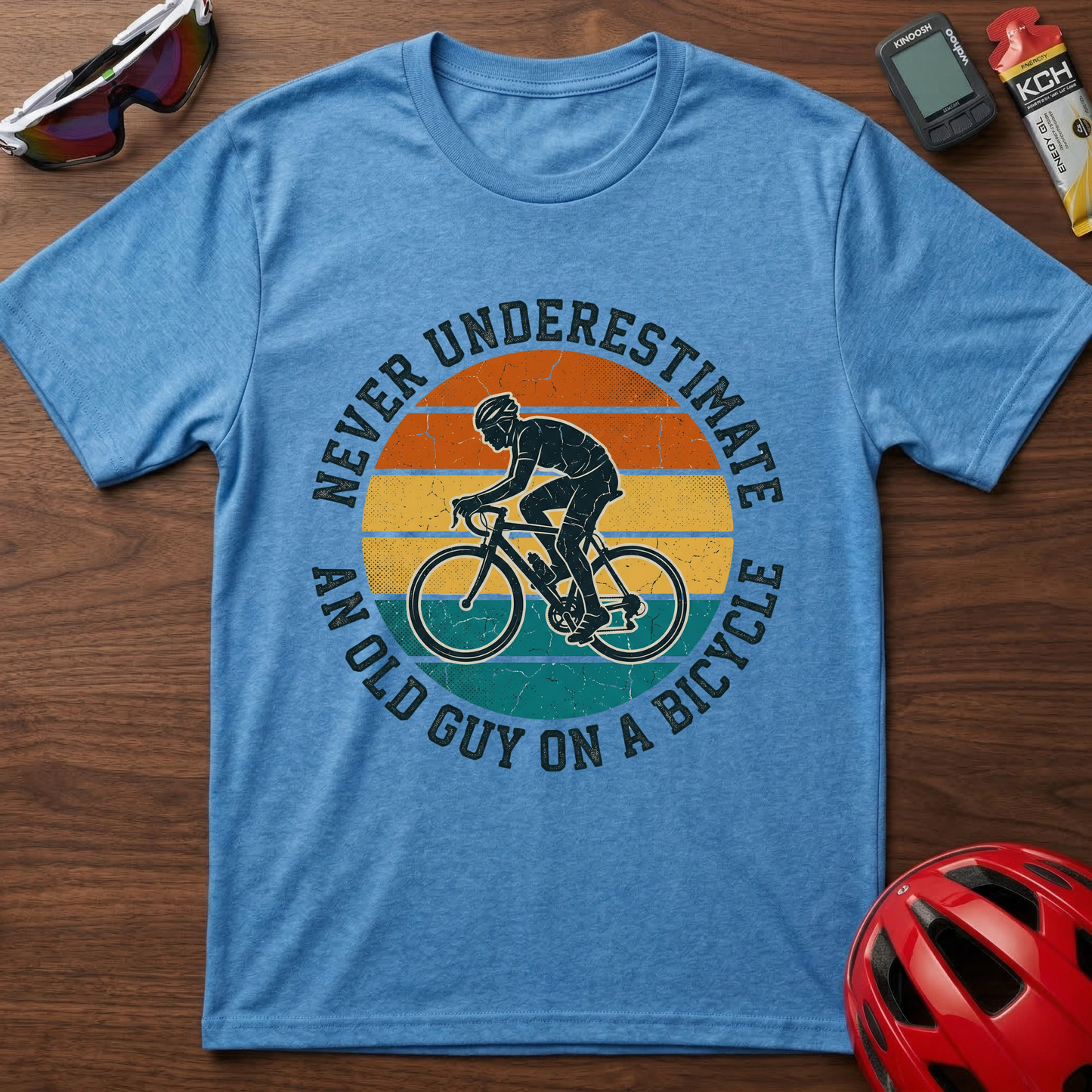Vintage "Never Underestimate an Old Guy on a Bicycle" T-Shirt