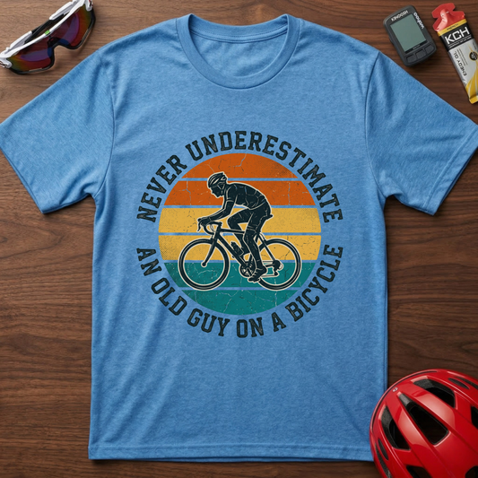 Vintage "Never Underestimate an Old Guy on a Bicycle" T-Shirt