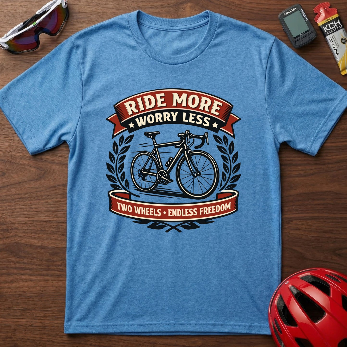 Ride More Worry Less Cycling T-Shirt — Vintage Cycling Tee