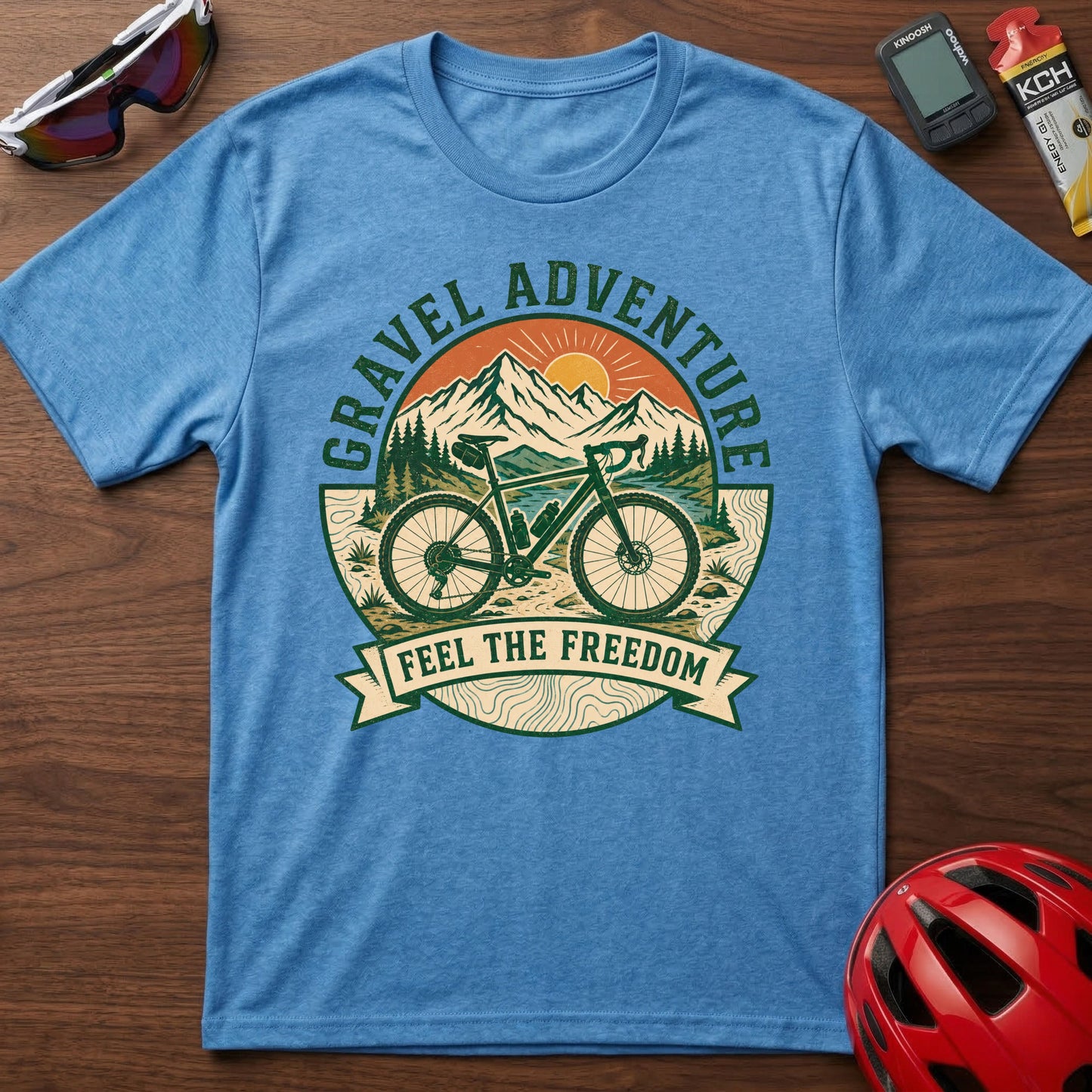 Gravel Adventure Cycling T-Shirt — "Feel The Freedom" Gravel Cycling Tee