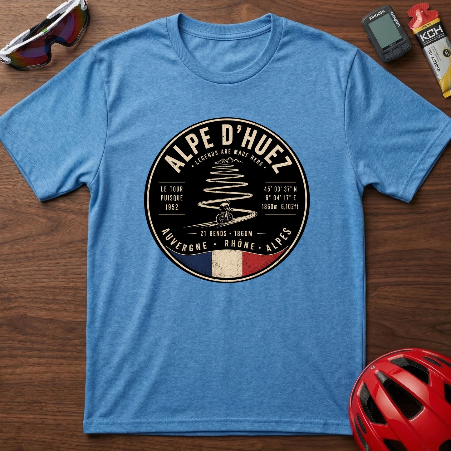 Alpe d'Huez Cycling Tee – Vintage French Climb Tour de France Graphic T-Shirt