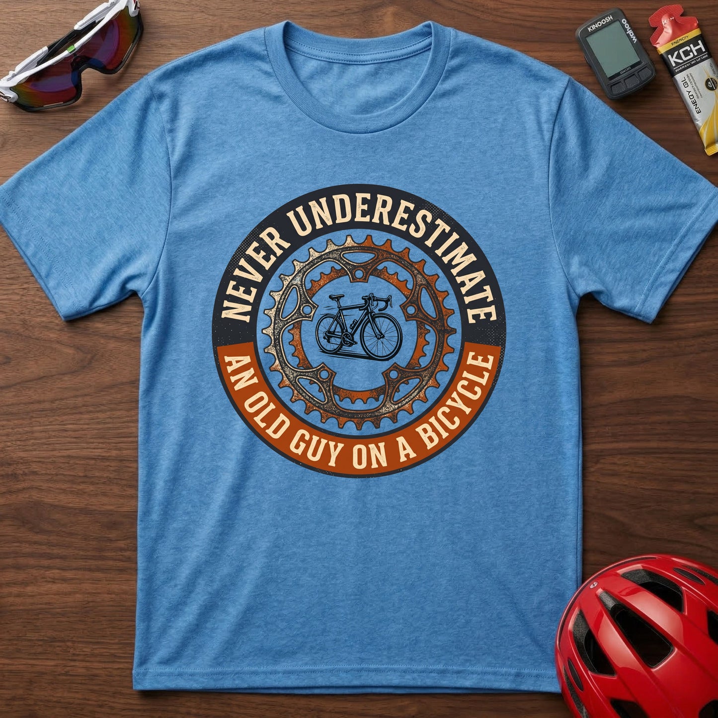 T-Shirt — "Never Underestimate An Old Guy On A Bicycle" Vintage Cycling Tee