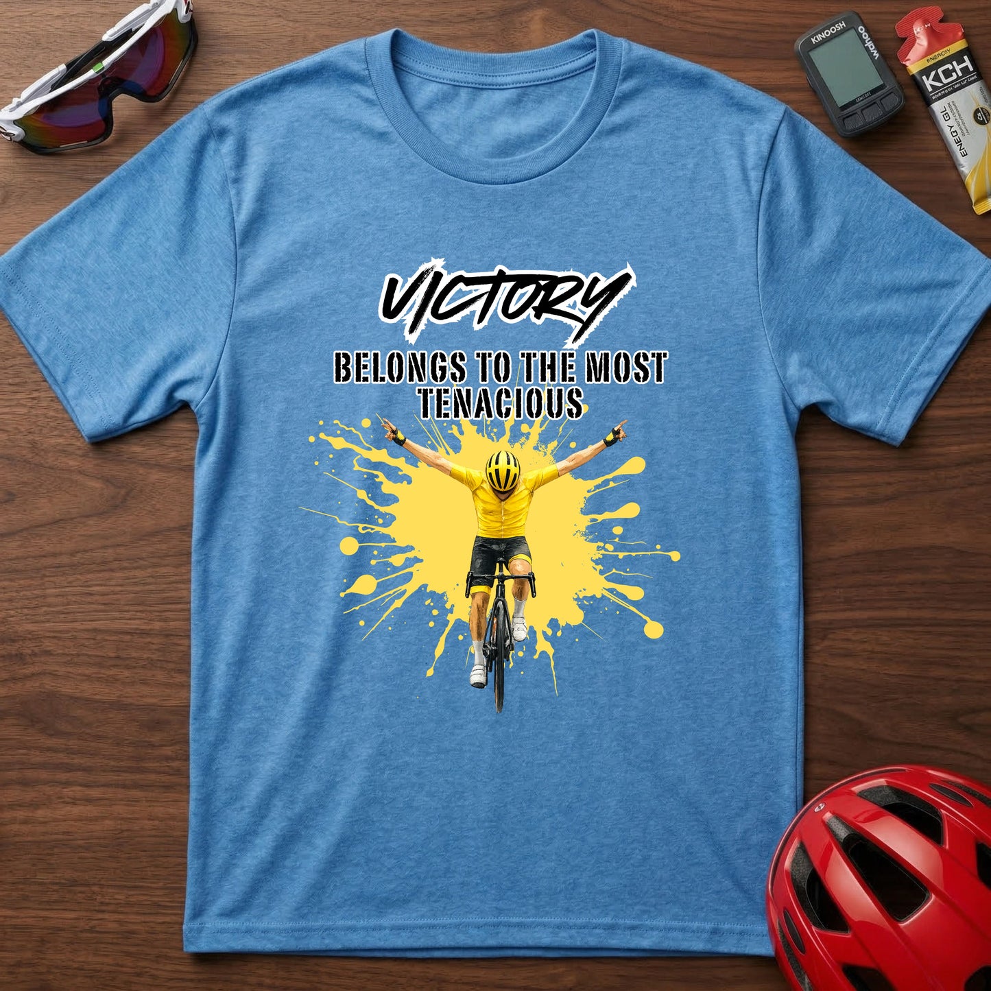 Cycling T‑Shirt - "Victory Belongs to the Most Tenacious" Motivational Bike Tee