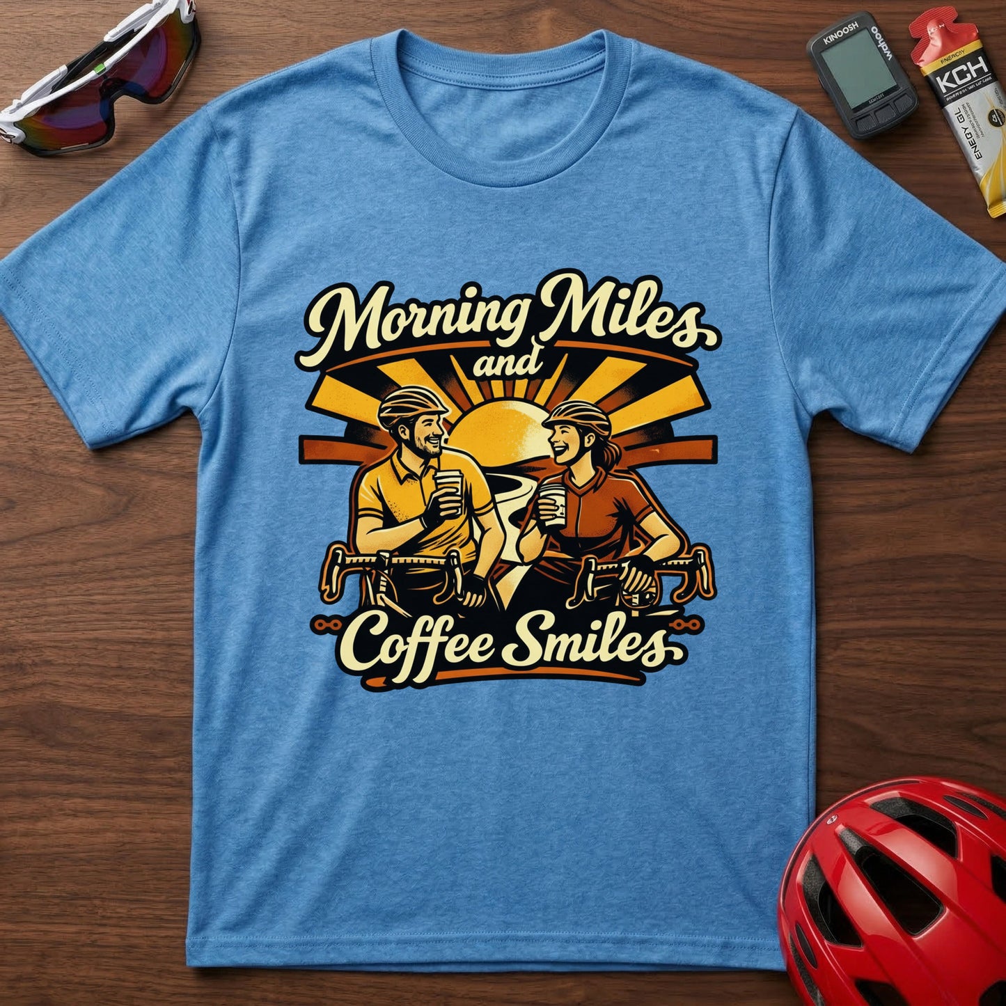 Morning Miles and Coffee Smiles Cycling T-Shirt