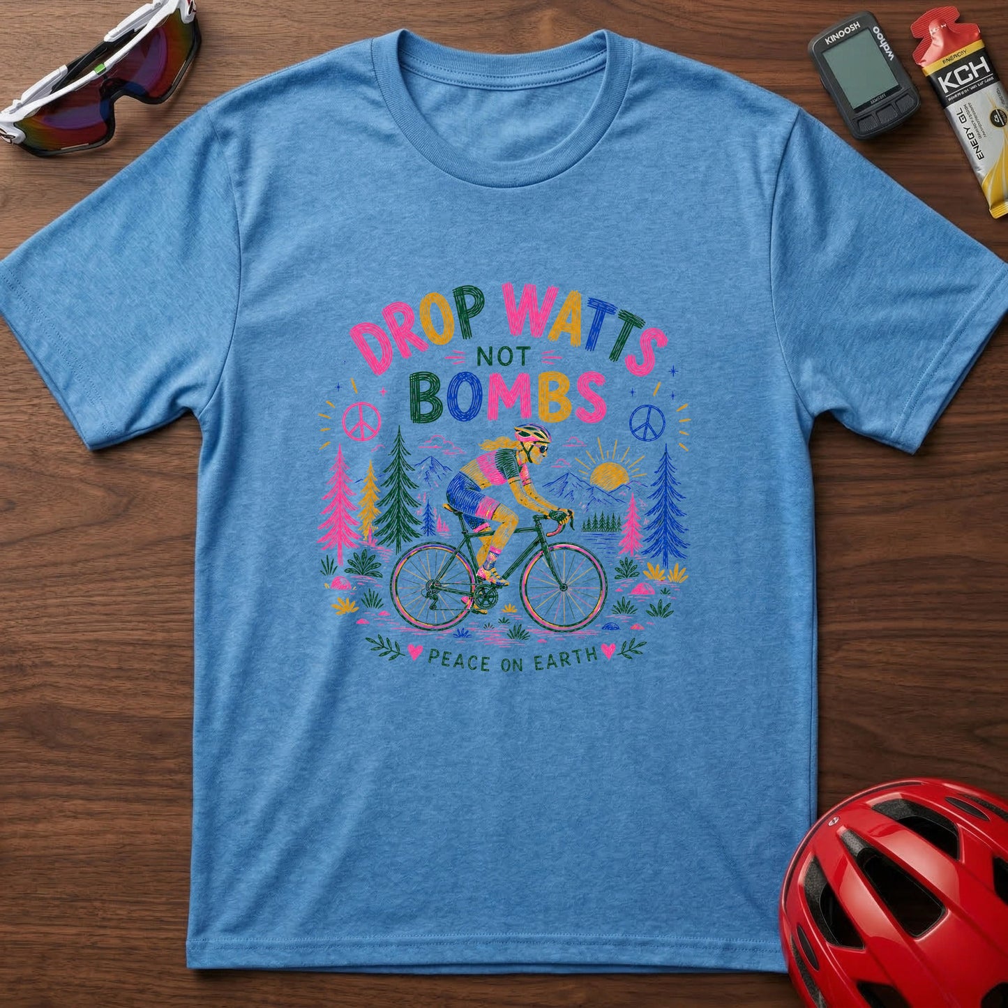 Drop Watts Not xxxx Girl T-Shirt — Peaceful Cycling Eco Energy Graphic Tee