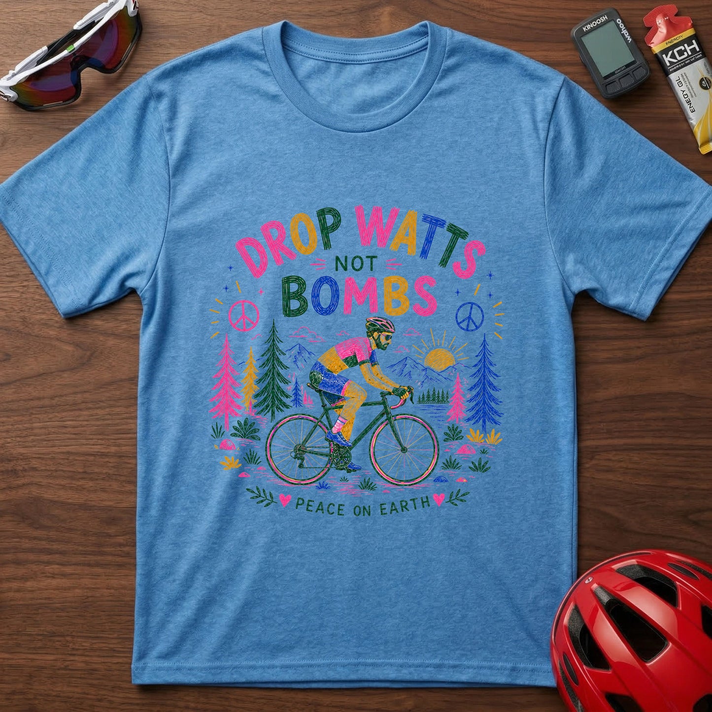 T-Shirt — "Drop Watts Not xxxx" Guy Peaceful Cycling Graphic Tee