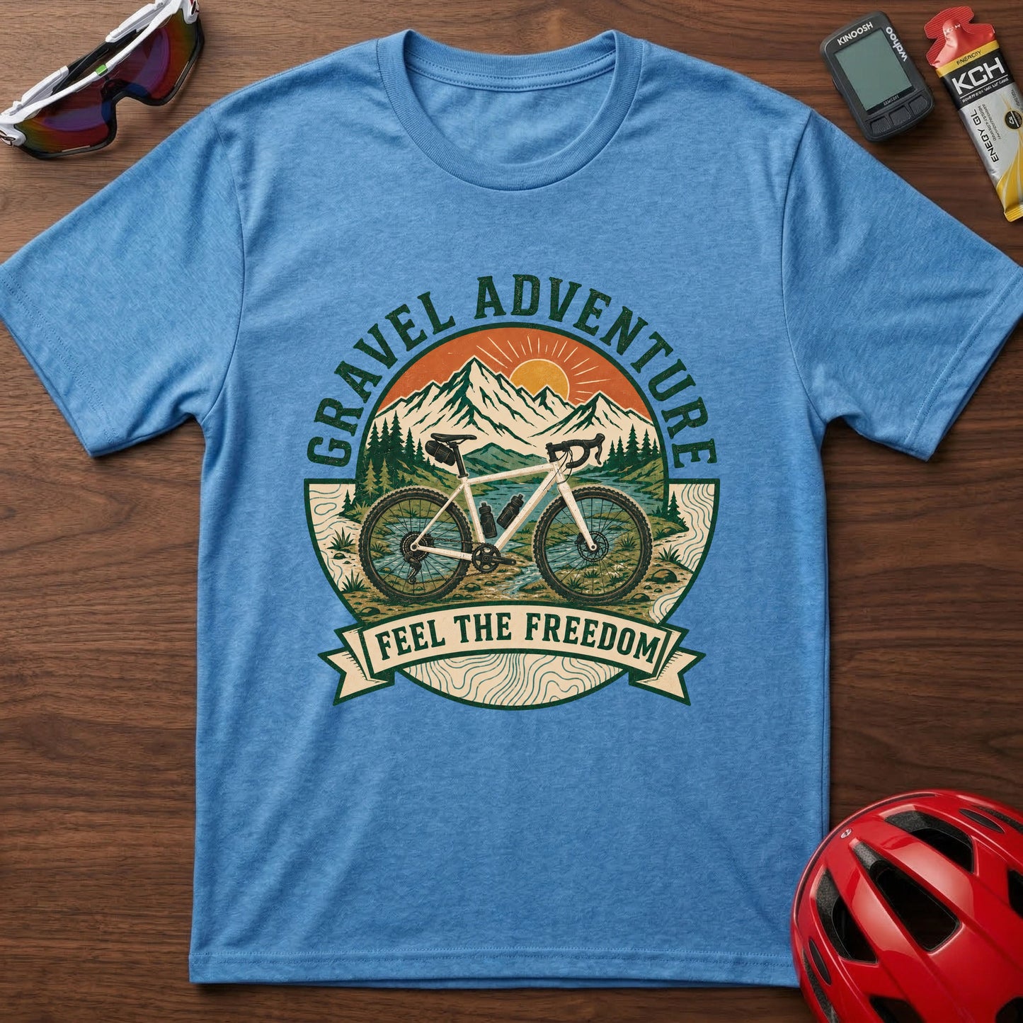 Gravel Adventure T-Shirt — 'Feel the Freedom' Cycling Tee