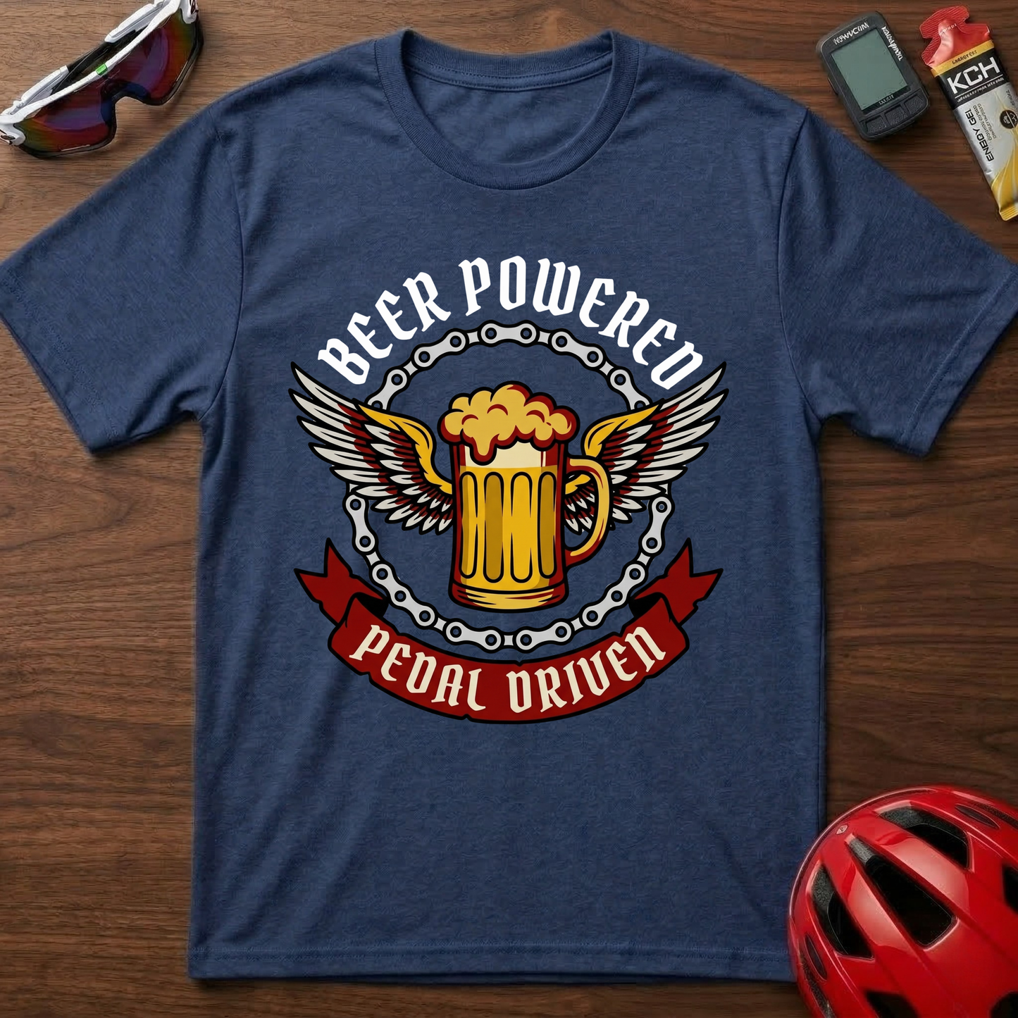 Beer Powered, Pedal Driven Cycling T-Shirt — Funny Bicycle Humor Tee