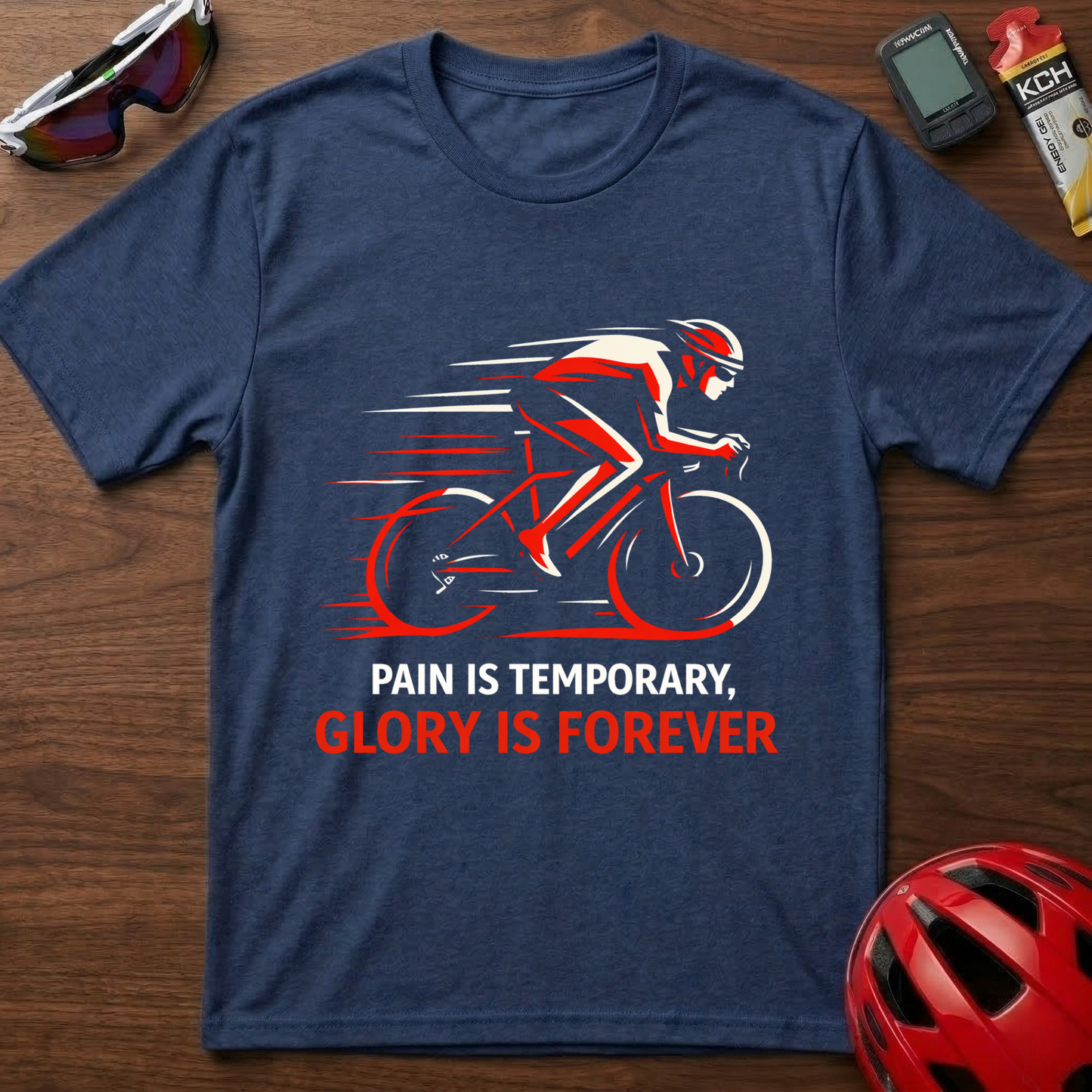 Cycling T-Shirt — "Pain Is Temporary, Glory Is Forever" Motivational Road Bike Shirt