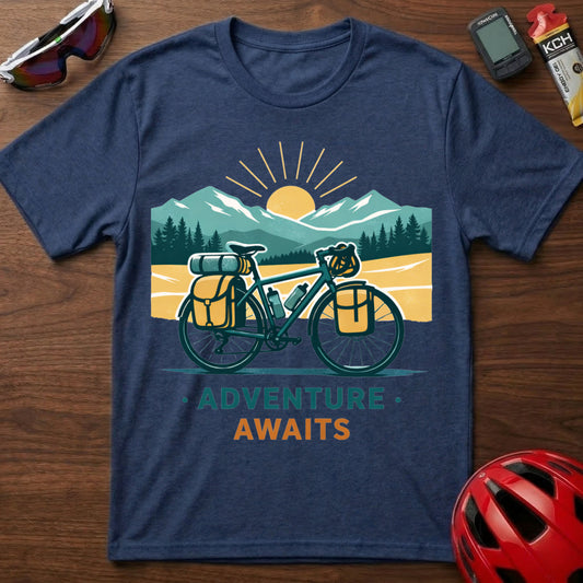 Adventure Awaits Bike Packing Cycling  T-Shirt