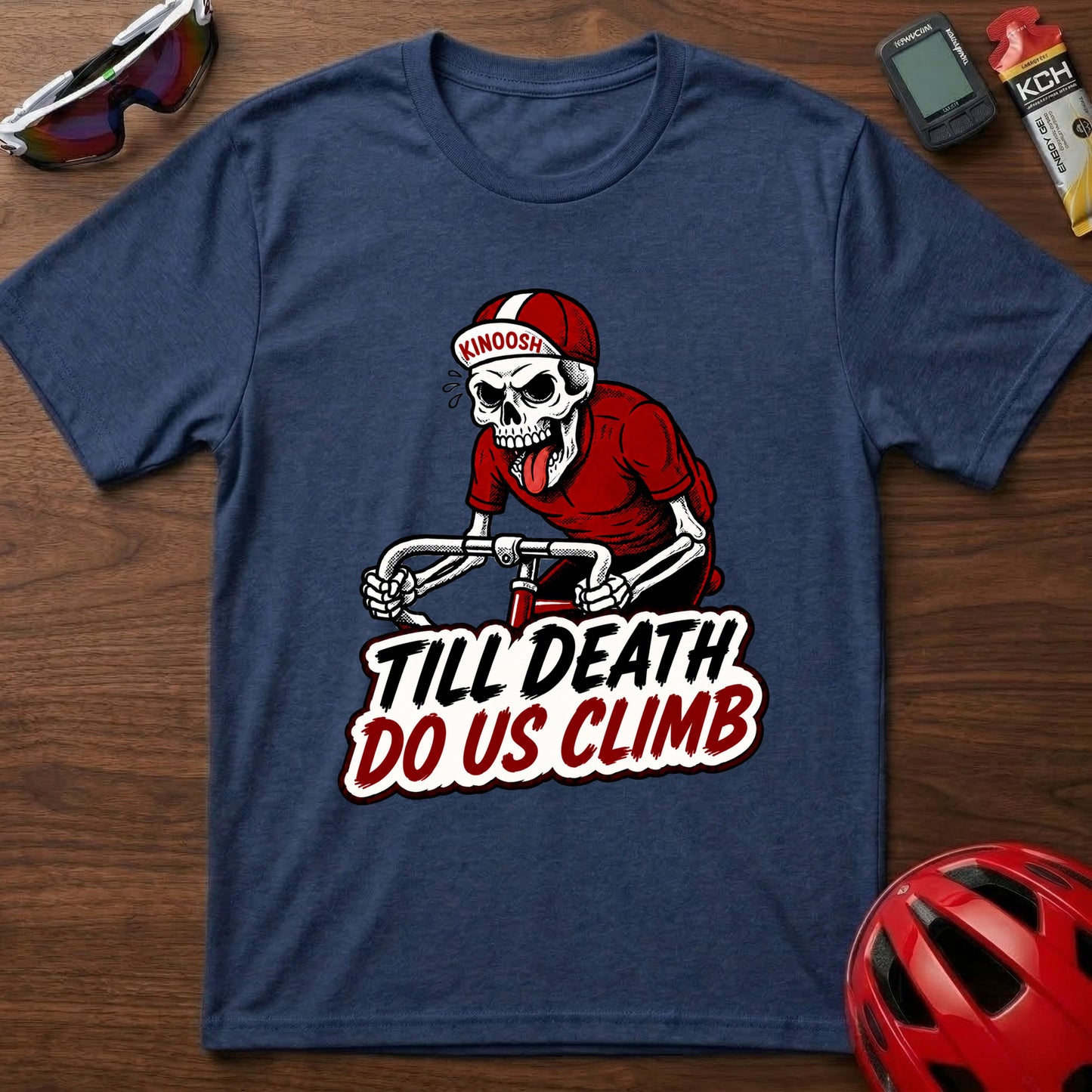Cycling T-Shirt — “Till Death Do Us Climb” Skull Biker Tee