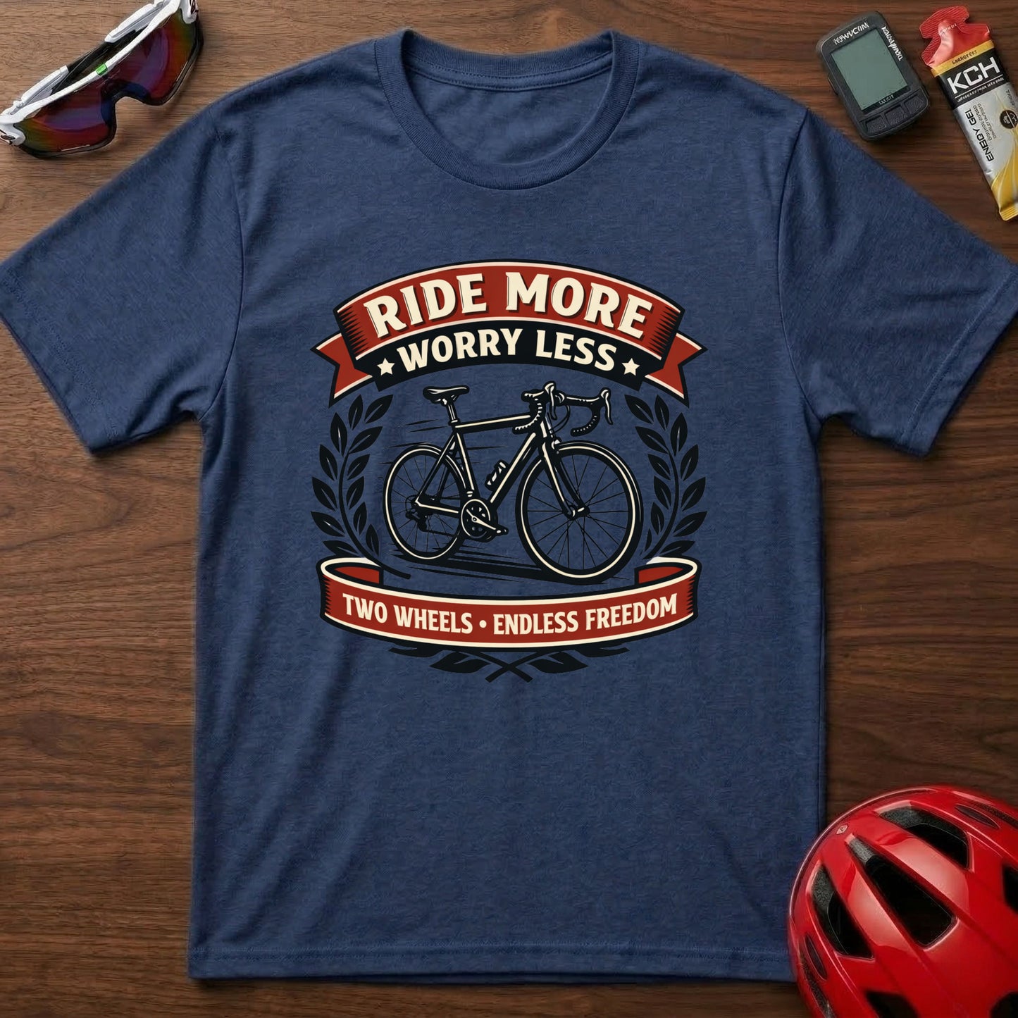 Ride More Worry Less Cycling T-Shirt — Vintage Cycling Tee