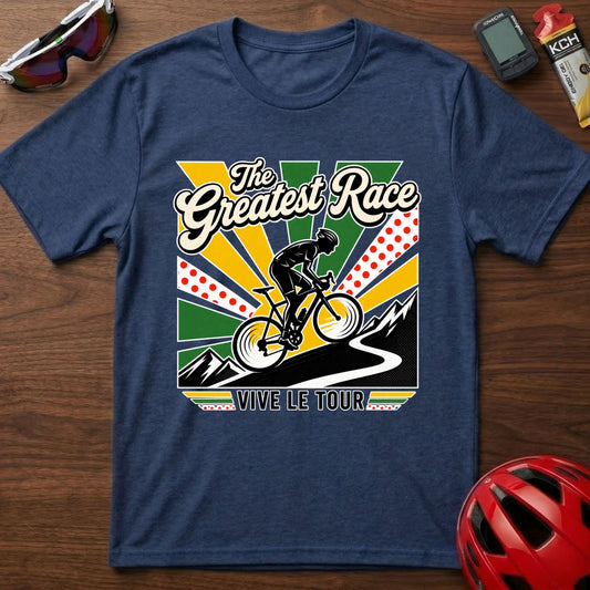 The Greatest Race Tour de France Cycling T‑Shirt — Vive Le Tour Retro Bike Tee