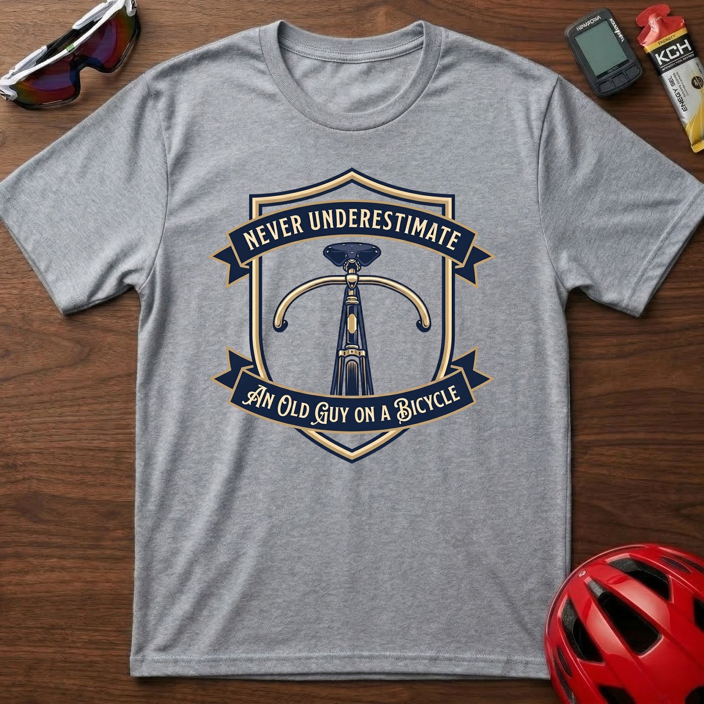 Never Underestimate an Old Guy on a Bicycle Cycling T-Shirt