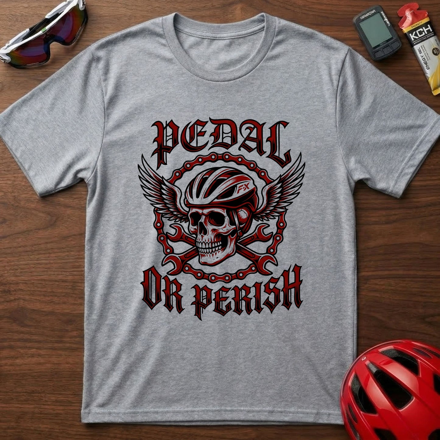 Pedal or Perish Skull Cycling T-Shirt