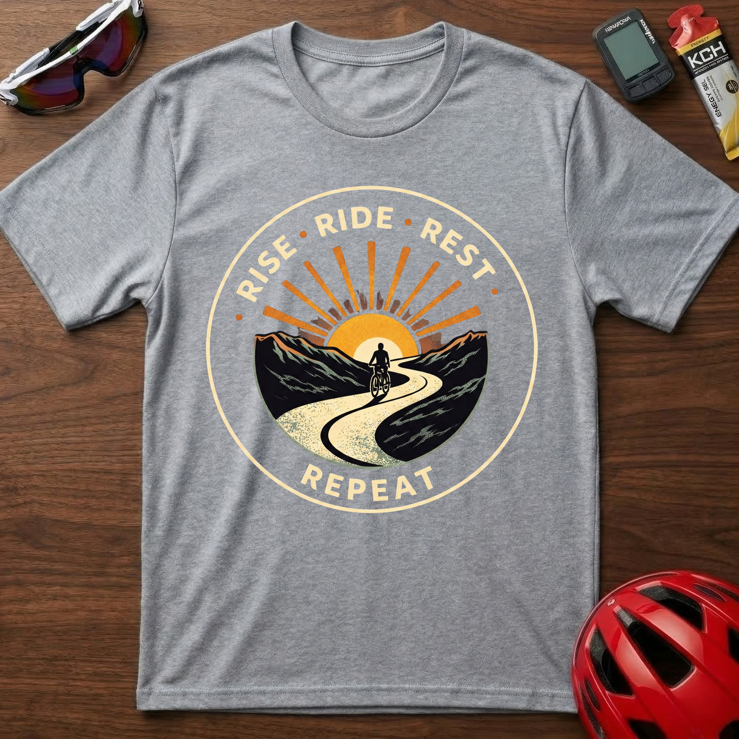 Rise. Ride. Rest. Repeat Cycling  T-Shirt