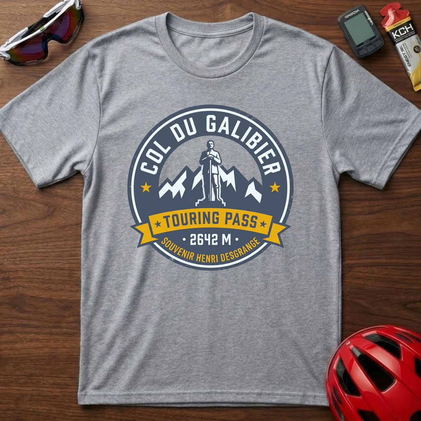 Col du Galibier Touring Pass Cycling T-Shirt — Vintage Alpine Cycling Badge