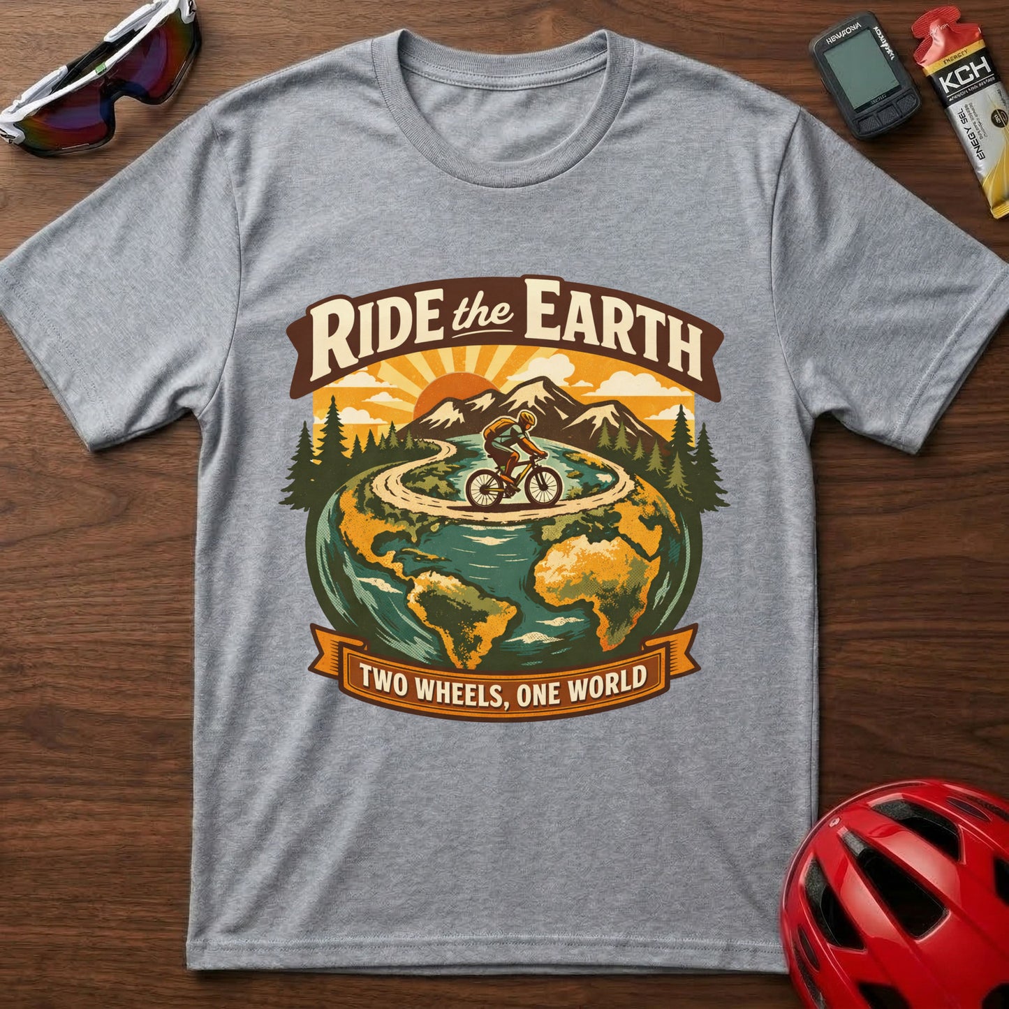 Ride the Earth Cycling T-Shirt — Two Wheels, One World Cycling Tee
