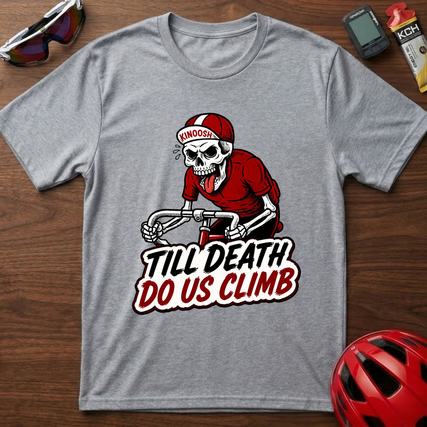 Cycling T-Shirt — “Till Death Do Us Climb” Skull Biker Tee