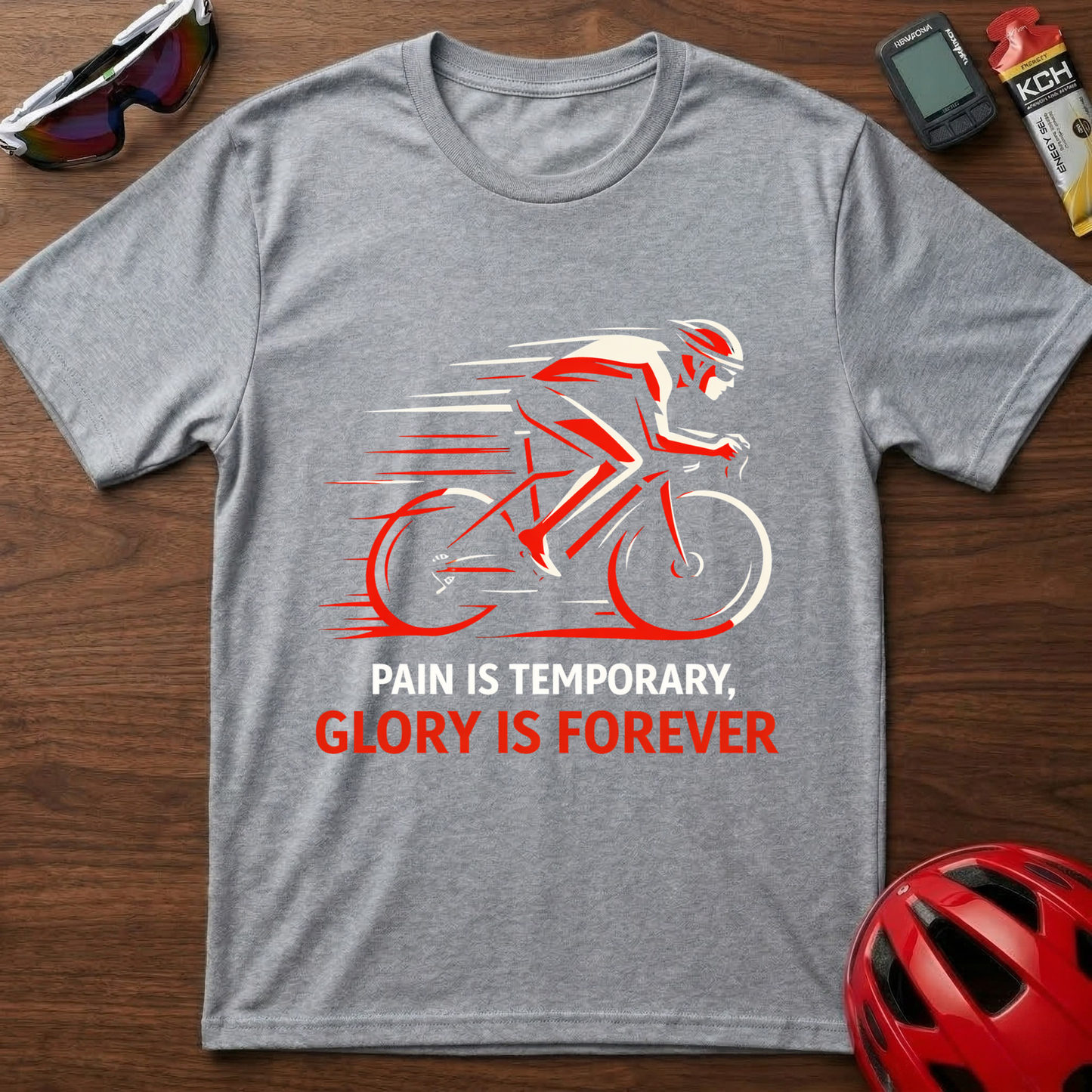 Cycling T-Shirt — "Pain Is Temporary, Glory Is Forever" Motivational Road Bike Shirt