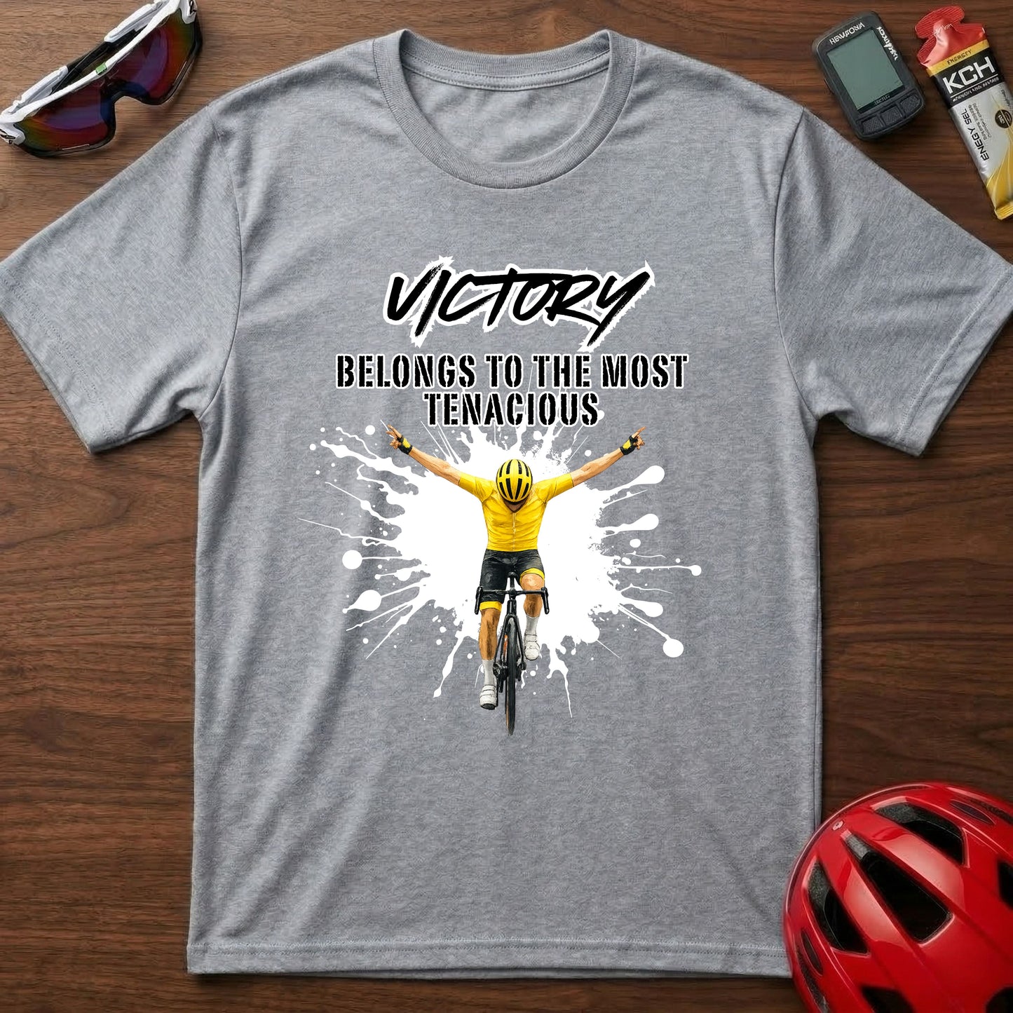 Cycling T‑Shirt - "Victory Belongs to the Most Tenacious" Motivational Bike Tee