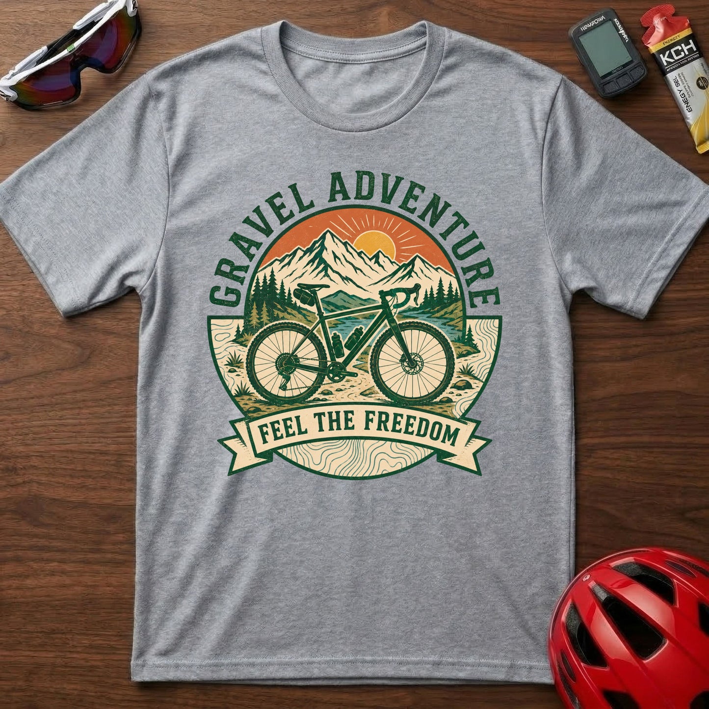 Gravel Adventure Cycling T-Shirt — "Feel The Freedom" Gravel Cycling Tee