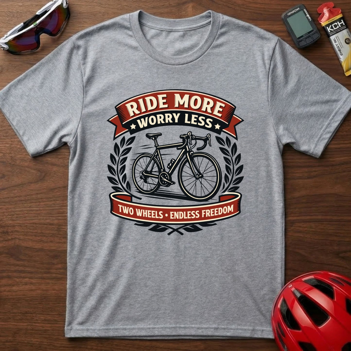 Ride More Worry Less Cycling T-Shirt — Vintage Cycling Tee