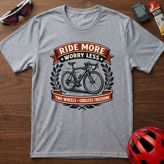 Ride More Worry Less Cycling T-Shirt — Vintage Cycling Tee