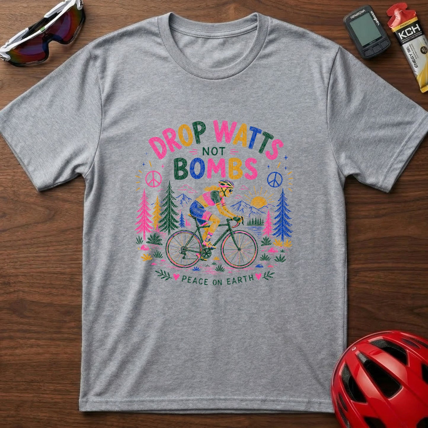 Drop Watts Not xxxx Girl T-Shirt — Peaceful Cycling Eco Energy Graphic Tee