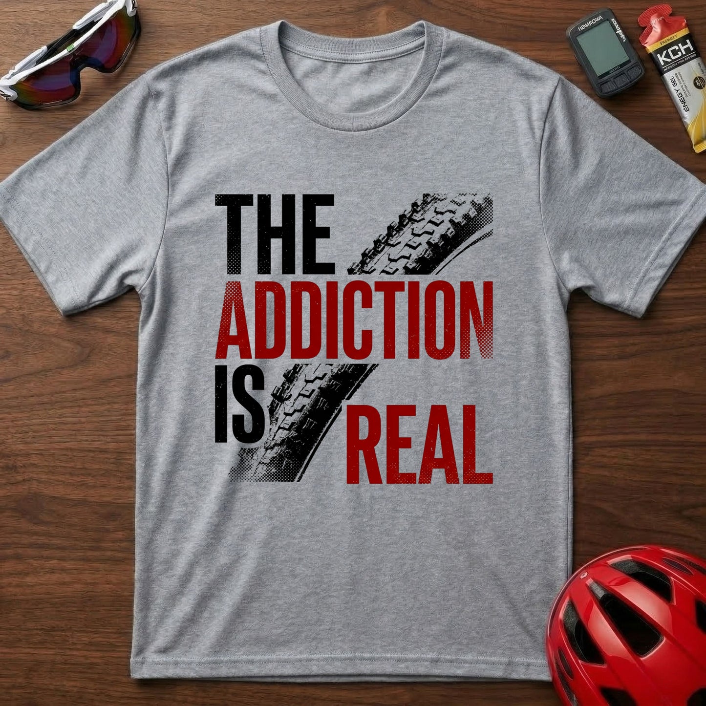 T‑Shirt — “The Addiction Is Real” Cycling Mountain Bike Graphic Tee