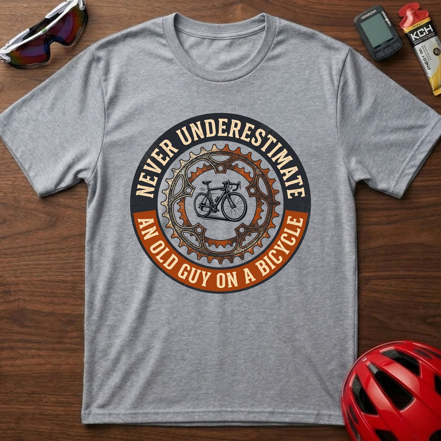 T-Shirt — "Never Underestimate An Old Guy On A Bicycle" Vintage Cycling Tee
