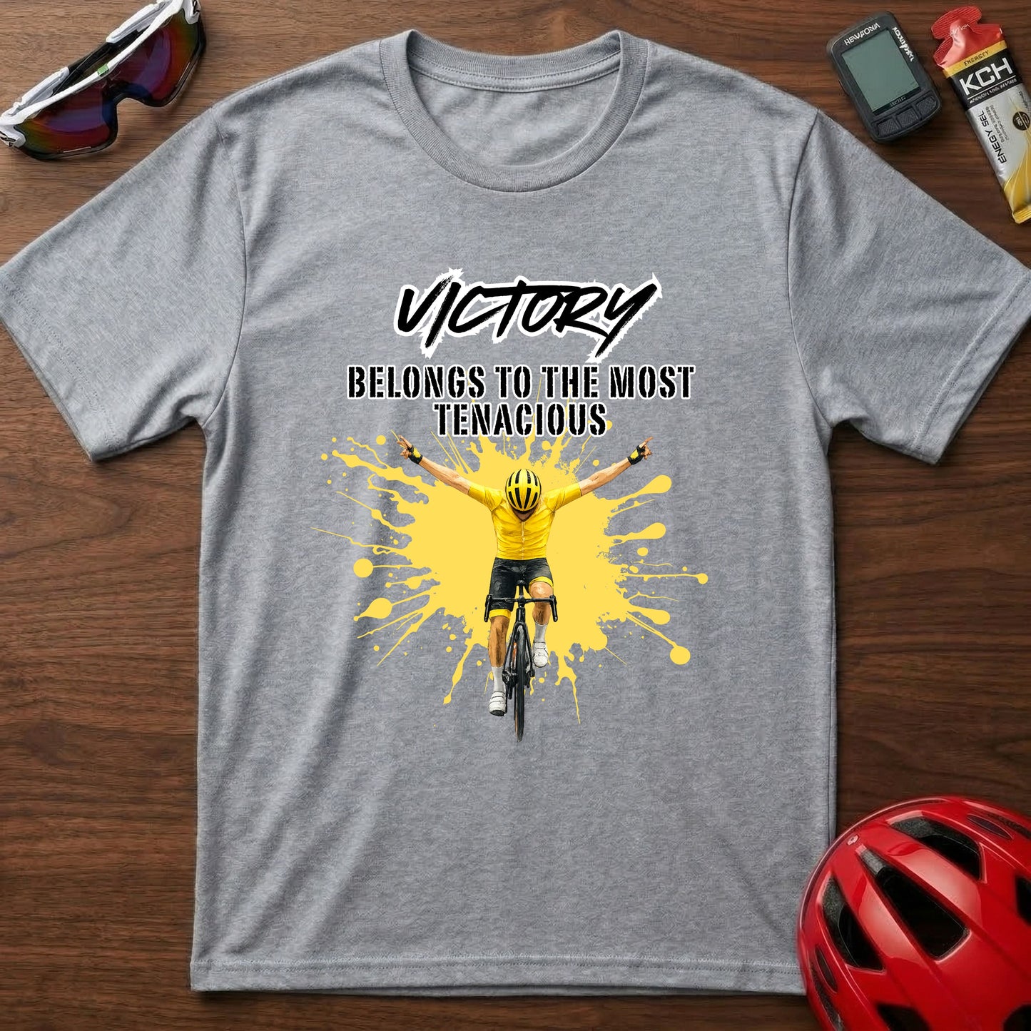 Cycling T‑Shirt - "Victory Belongs to the Most Tenacious" Motivational Bike Tee