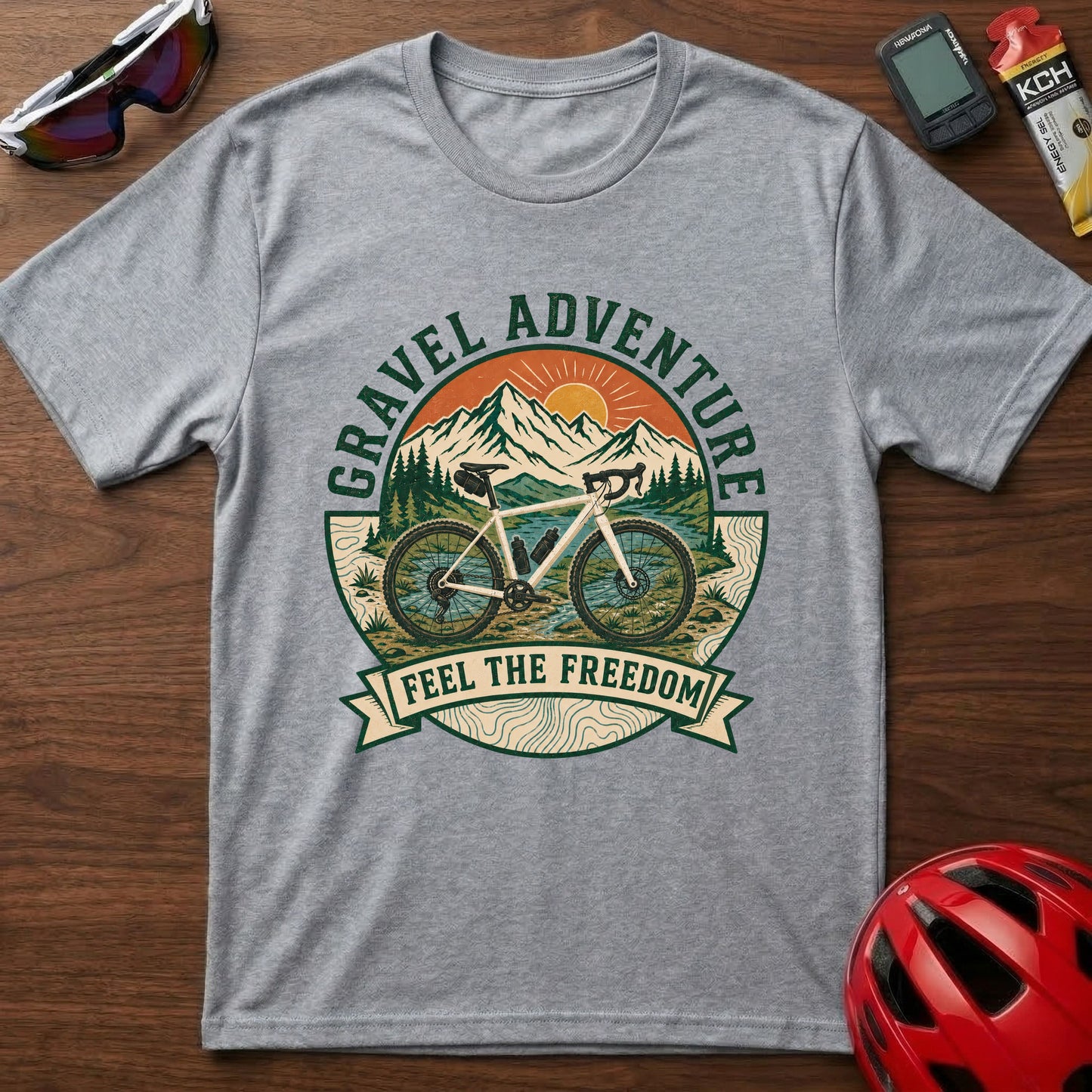 Gravel Adventure T-Shirt — 'Feel the Freedom' Cycling Tee