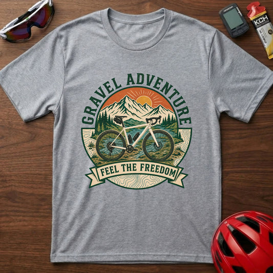 Gravel Adventure T-Shirt — 'Feel the Freedom' Cycling Tee