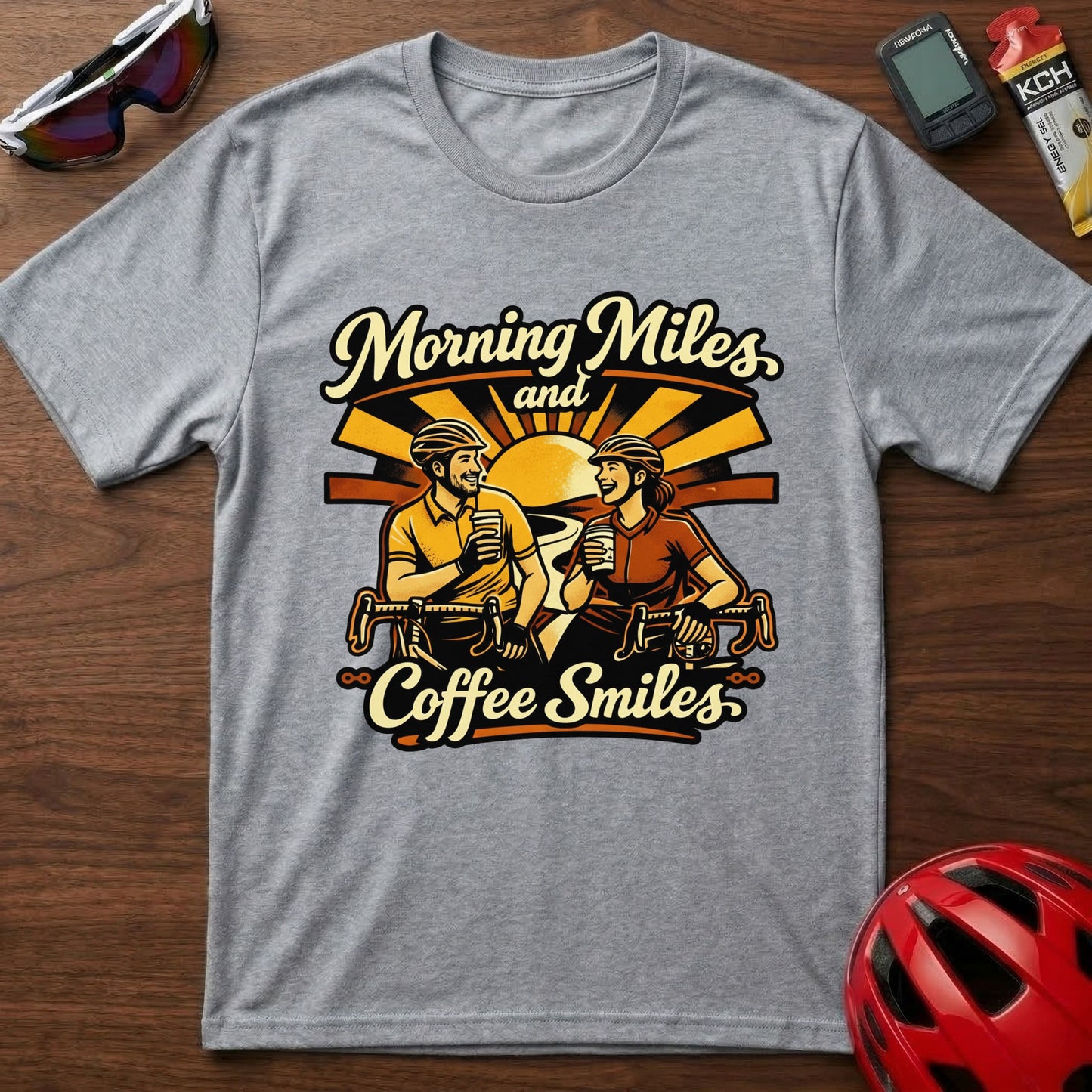Morning Miles and Coffee Smiles Cycling T-Shirt